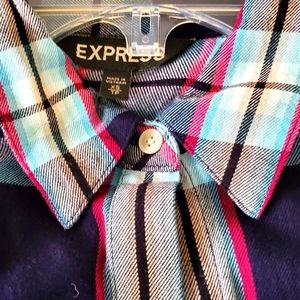 Multi-color Plaid Long Sleeved Button-down shirt
